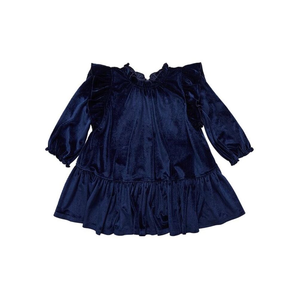 Pink Chicken Girls Girls Velour Harper Dress, Navy